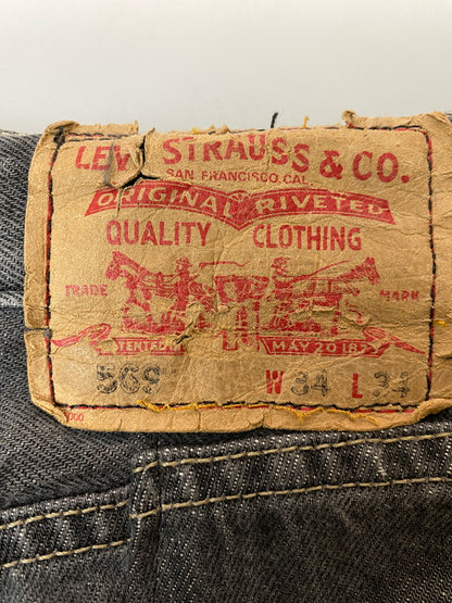 【ジャンク品】【メンズ】 LEVI'S リーバイス 569 LOOSE STRAIGHT JEANS ルーズ ストレート ジーンズ メンズ ボトムス ジーパン 157-261022-em-62-min サイズ：34×34 カラー：インディゴブラック 万代Net店