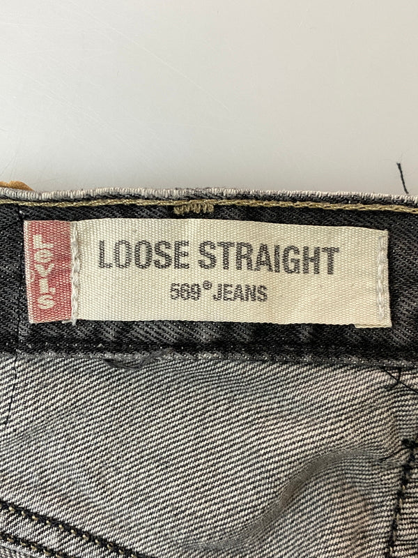 【ジャンク品】【メンズ】 LEVI'S リーバイス 569 LOOSE STRAIGHT JEANS ルーズ ストレート ジーンズ メンズ ボトムス ジーパン 157-261022-em-62-min サイズ：34×34 カラー：インディゴブラック 万代Net店