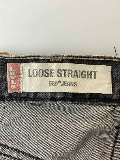 【ジャンク品】【メンズ】 LEVI'S リーバイス 569 LOOSE STRAIGHT JEANS ルーズ ストレート ジーンズ メンズ ボトムス ジーパン 157-261022-em-62-min サイズ：34×34 カラー：インディゴブラック 万代Net店