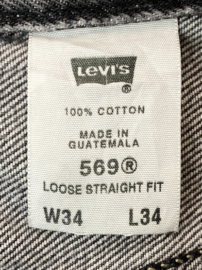 【ジャンク品】【メンズ】 LEVI'S リーバイス 569 LOOSE STRAIGHT JEANS ルーズ ストレート ジーンズ メンズ ボトムス ジーパン 157-261022-em-62-min サイズ：34×34 カラー：インディゴブラック 万代Net店
