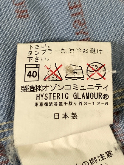 【現状渡し品】【メンズ】 HYSTERIC GLAMOUR ヒステリックグラマー 0222AH06 ロゴ総柄 SS SHIRT 半袖シャツ ショートスリーブ ワークシャツ 140-261010-ta-05-min サイズ：M カラー：ブルー系 万代Net店