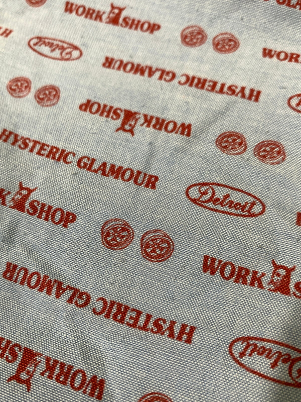 【現状渡し品】【メンズ】 HYSTERIC GLAMOUR ヒステリックグラマー 0222AH06 ロゴ総柄 SS SHIRT 半袖シャツ ショートスリーブ ワークシャツ 140-261010-ta-05-min サイズ：M カラー：ブルー系 万代Net店