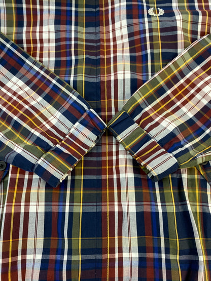 【中古品】【メンズ】 FRED PERRY フレッドペリー MADRAS CHECK HARRINGTON JACKET マドラスチェック ハリントンジャケット アウター 140-261013-yn-16-min サイズ：M カラー：マルチカラー 万代Net店