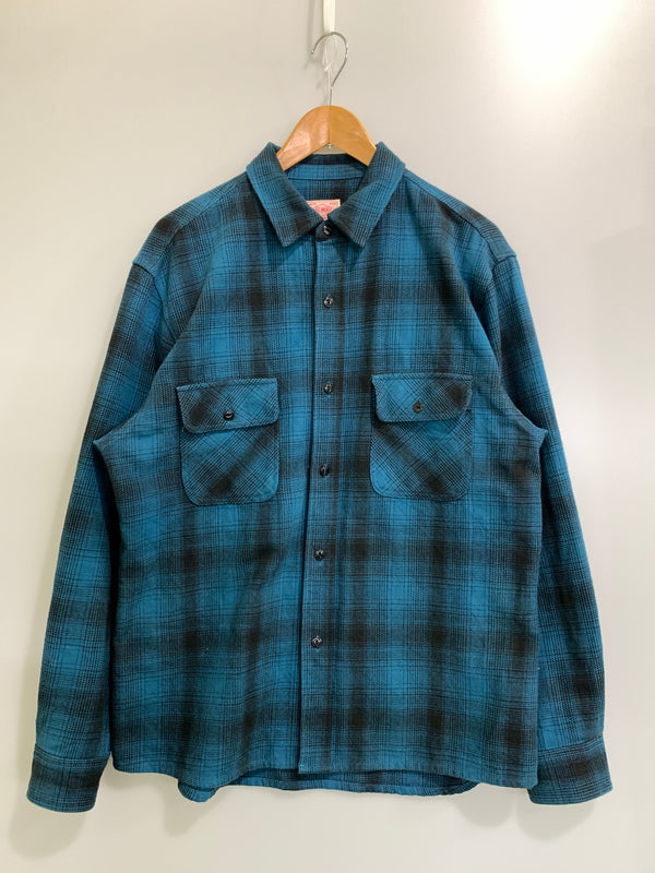 【中古品】【メンズ】 BIG MIKE ビッグマイク 102535104 HEAVY FLANNEL SHIRTS ヘビーフランネルシャツ チェックシャツ 長袖シャツ 145-261010-ta-02-min サイズ：XL カラー：ブルー系（チェック） 万代Net店