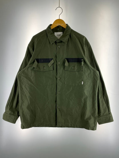 【中古品】【メンズ】 WTAPS ダブルタップス 24SS CBW 01 LS COTTON SATIN IDENTITY エルエス コットン サテン アイデンティティ 241CWDT-SHM02 メンズ トップス 142-261014-KS-01-min サイズ：04 カラー：グリーン 万代Net店