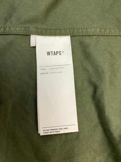 【中古品】【メンズ】 WTAPS ダブルタップス 24SS CBW 01 LS COTTON SATIN IDENTITY エルエス コットン サテン アイデンティティ 241CWDT-SHM02 メンズ トップス 142-261014-KS-01-min サイズ：04 カラー：グリーン 万代Net店