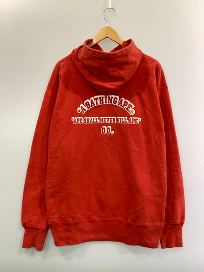 【中古品】【メンズ】 A BATHING APE ア ベイシング エイプ 00S PULLOVER HOODIE 2000年代 プルオーバー フーディー メンズ トップス パーカー 142-261017-KS-09-min サイズ：XL カラー：レッド 万代Net店