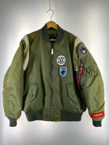 【現状渡し品】【メンズ】 STUSSY ステューシー × ALPHA × FRAGMENT 25TH MA-1 アルファ フラグメント MA-1 ジャケット アウター 142-261013-yn-21-min サイズ：L カラー：オリーブグリーン 万代Net店