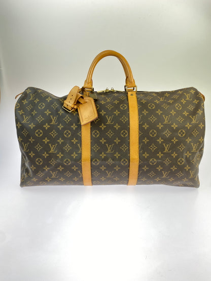 【中古品】【メンズ/レディース】 LOUIS VUITTON モノグラム キーポル55 M41414 レザー 大型 旅行用 ボストンバッグ カバン 179-261008-em-06-min カラー：ブラウン 万代Net店