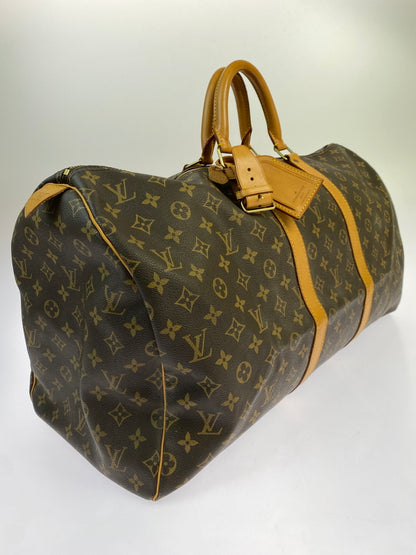 【中古品】【メンズ/レディース】 LOUIS VUITTON モノグラム キーポル55 M41414 レザー 大型 旅行用 ボストンバッグ カバン 179-261008-em-06-min カラー：ブラウン 万代Net店