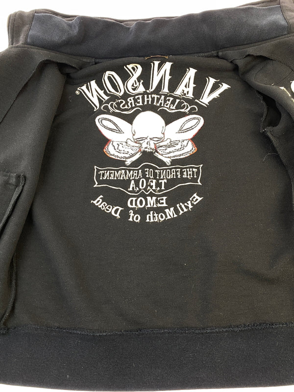 【中古品】【メンズ】 VANSON × クローズWORST バンソン クローズワースト スカル ジップアップジャケット メンズ アウター 145-261014-KS-18-min サイズ：L カラー：ブラック 万代Net店