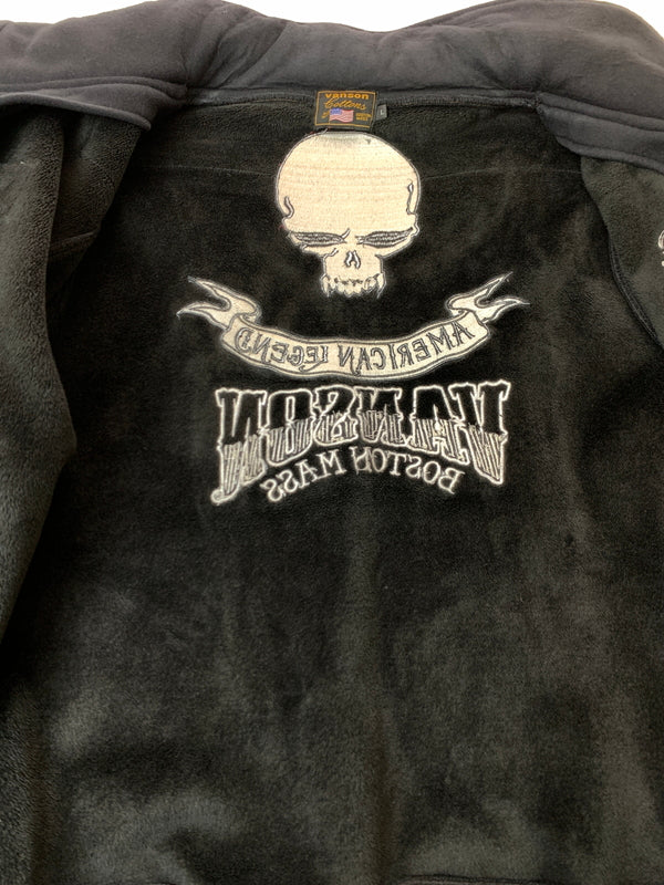 【中古品】【メンズ】 VANSON × WORST バンソン ワースト TFOA SKULL ZIPUP JACKET スカルジップアップジャケット ジップフロントジャケット トラックジャケット 145-261010-ta-37-min サイズ：L カラー：ブラック 万代Net店