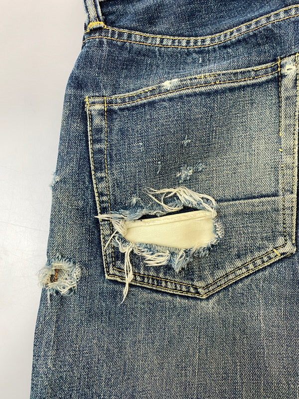 【ジャンク品】【メンズ】 EVISU エヴィス 2001 DENIM PANT デニムパンツ メンズ ボトムス ジーパン ジーンズ 156-261016-em-07-min サイズ：29×35 カラー：ブルーインディゴ 万代Net店
