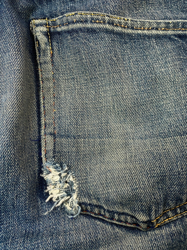 【ジャンク品】【メンズ】 EVISU エヴィス 2001 DENIM PANT デニムパンツ メンズ ボトムス ジーパン ジーンズ 156-261016-em-07-min サイズ：29×35 カラー：ブルーインディゴ 万代Net店
