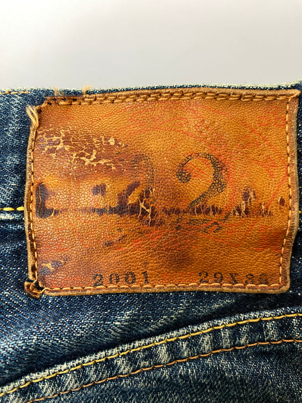 【ジャンク品】【メンズ】 EVISU エヴィス 2001 DENIM PANT デニムパンツ メンズ ボトムス ジーパン ジーンズ 156-261016-em-07-min サイズ：29×35 カラー：ブルーインディゴ 万代Net店