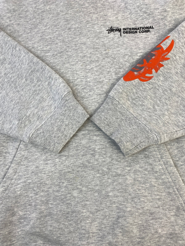 【中古品】【メンズ】 STUSSY ステューシー DESIGN CORP HOODED SWEATSHIRT Z4000SAS19 フーデッド スウェットシャツ パーカー トップス 142-261013-yn-19-min サイズ：L カラー：グレー 万代Net店