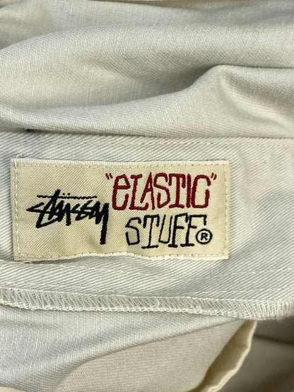 【中古品】【メンズ】 STUSSY ステューシー BRUSHED BEACH PANT ブラッシュド ビーチパンツ 116423 メンズ ボトムス 153-261014-KS-05-min サイズ：M カラー：ホワイト 万代Net店
