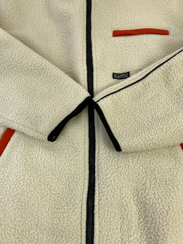 【中古品】【メンズ】 STUSSY ステューシー NYLON MOCK NECK FREECE JACKET 118349 モックネック フリースジャケット アウター 142-261013-yn-20-min サイズ：L カラー：アイボリー 万代Net店