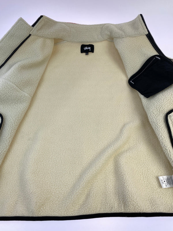 【中古品】【メンズ】 STUSSY ステューシー NYLON MOCK NECK FREECE JACKET 118349 モックネック フリースジャケット アウター 142-261013-yn-20-min サイズ：L カラー：アイボリー 万代Net店