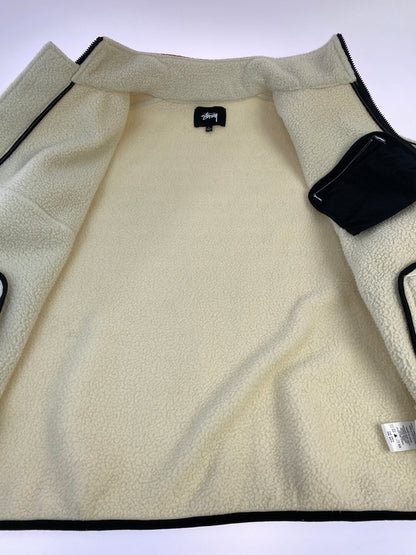 【中古品】【メンズ】 STUSSY ステューシー NYLON MOCK NECK FREECE JACKET 118349 モックネック フリースジャケット アウター 142-261013-yn-20-min サイズ：L カラー：アイボリー 万代Net店