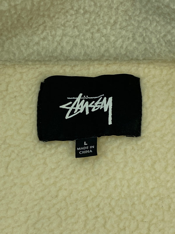 【中古品】【メンズ】 STUSSY ステューシー NYLON MOCK NECK FREECE JACKET 118349 モックネック フリースジャケット アウター 142-261013-yn-20-min サイズ：L カラー：アイボリー 万代Net店