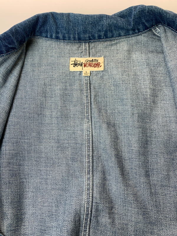 【中古品】【メンズ】 STUSSY ステューシー 115570 DENIM CHORE JACKET デニムチョアジャケット ワークジャケット デニムジャケット 142-261010-ta-23-min サイズ：L カラー：ブルー系 万代Net店