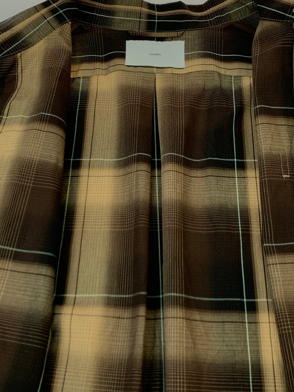 【中古品】【メンズ】 SUGARHILL シュガーヒル 24AW OMBRE PLAID OPEN COLLAR BLOUSE オンブレ プレイド オープンカラー ブラウス メンズ 長袖シャツ トップス 140-261016-em-57-min サイズ：2 カラー：ブラウン系 万代Net店