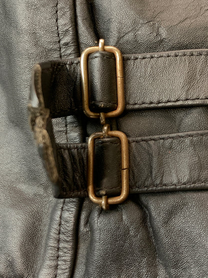 【現状渡し品】【メンズ】 HORN WORKS ホーンワークス LEATHER JACKET レザージャケット ライダースジャケット シングルライダース 145-261010-ta-36-min サイズ：4L カラー：ブラック 万代Net店
