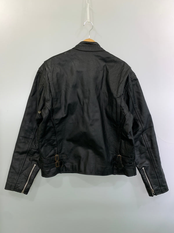 【現状渡し品】【メンズ】 HORN WORKS ホーンワークス LEATHER JACKET レザージャケット ライダースジャケット シングルライダース 145-261010-ta-36-min サイズ：4L カラー：ブラック 万代Net店