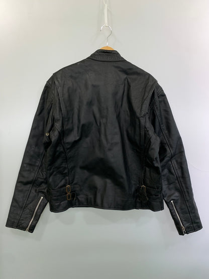 【現状渡し品】【メンズ】 HORN WORKS ホーンワークス LEATHER JACKET レザージャケット ライダースジャケット シングルライダース 145-261010-ta-36-min サイズ：4L カラー：ブラック 万代Net店
