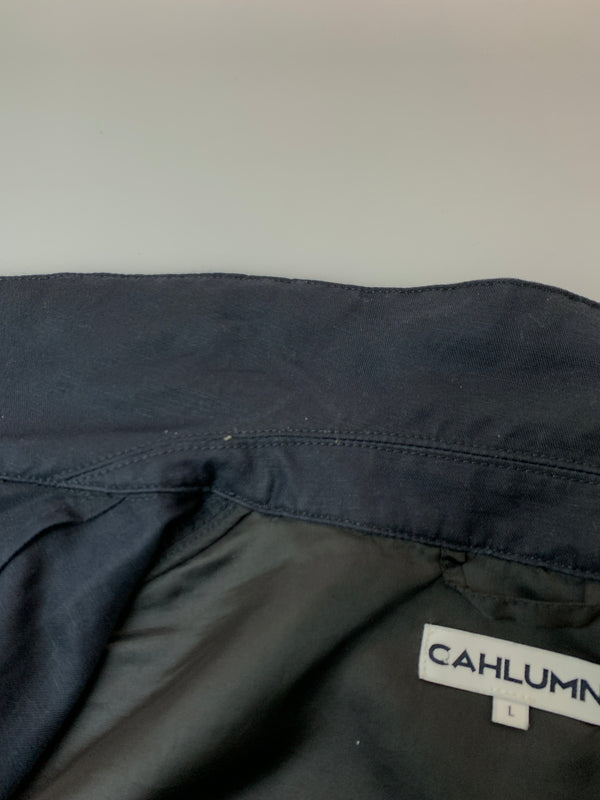【中古品】【メンズ】 CAHLUMN カウラム 1051390900029 COTTON LINEN HARRINGTON JACKET コットン リネン ハリントンジャケット ブルゾン 140-261010-ta-15-min サイズ：L カラー：ネイビー 万代Net店