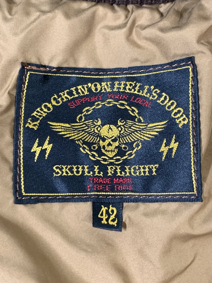 【中古品】【メンズ】 SKULL FLIGHT スカル フライト QUILTING JACKET キルティング ジャケット バイカーズ ウエア ジャンパー ブルゾン 145-261008-em-21-min サイズ：42 カラー：ブラウン 万代Net店
