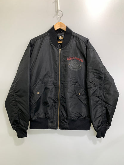 【中古品】【メンズ】 HARLEY DAVIDSON HOG ハーレーダビッドソン MA-1 エムエーワン メンズ フルジップ ジャンパー ブルゾン フライトジャケット 145-261008-em-22-min サイズ：XL カラー：ブラック 万代Net店