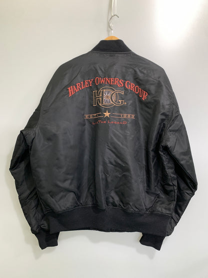 【中古品】【メンズ】 HARLEY DAVIDSON HOG ハーレーダビッドソン MA-1 エムエーワン メンズ フルジップ ジャンパー ブルゾン フライトジャケット 145-261008-em-22-min サイズ：XL カラー：ブラック 万代Net店