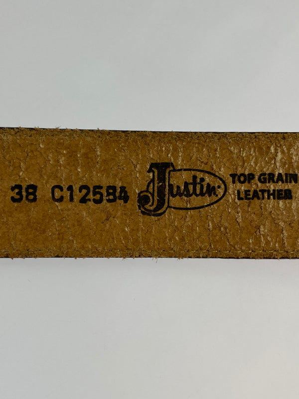 【中古品】【メンズ】 JUSTIN ジャスティン ウエスタンベルト アクセサリー 小物 205-261011-hu-29-min カラー：ブラウン/シルバー 万代Net店