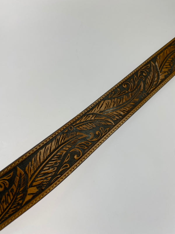 【中古品】【メンズ】 JUSTIN ジャスティン ウエスタンベルト アクセサリー 小物 205-261011-hu-29-min カラー：ブラウン/シルバー 万代Net店