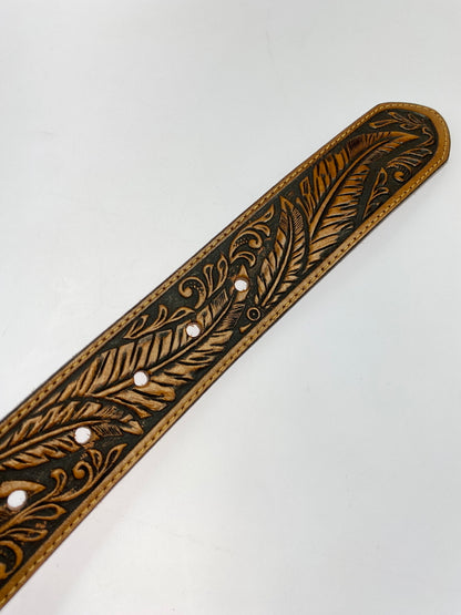 【中古品】【メンズ】 JUSTIN ジャスティン ウエスタンベルト アクセサリー 小物 205-261011-hu-29-min カラー：ブラウン/シルバー 万代Net店