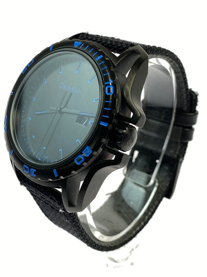 【中古品】【メンズ】 CALVIN KLEIN カルバン クライン クォーツ時計 腕時計 ウォッチ アクセサリー 198-261011-hu-25-min カラー：ブラック/ブルー 万代Net店