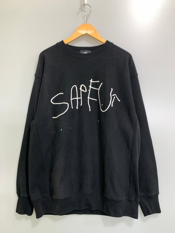 【中古品】【メンズ】 SAPEUR サプール LOGO SWEATSHIRT ロゴ スウェットシャツ メンズ トップス 長袖 トレーナー 142-261008-em-36-min サイズ：XL カラー：ブラック 万代Net店