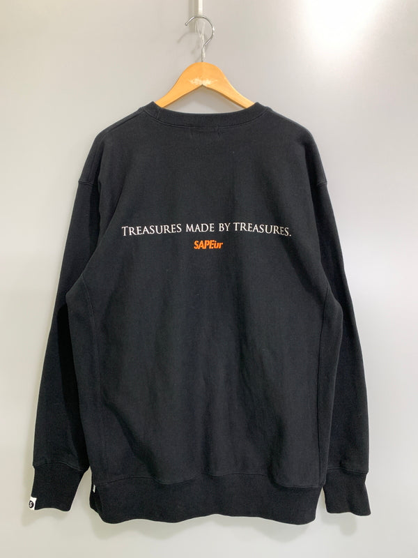 【中古品】【メンズ】 SAPEUR サプール LOGO SWEATSHIRT ロゴ スウェットシャツ メンズ トップス 長袖 トレーナー 142-261008-em-36-min サイズ：XL カラー：ブラック 万代Net店
