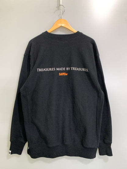 【中古品】【メンズ】 SAPEUR サプール LOGO SWEATSHIRT ロゴ スウェットシャツ メンズ トップス 長袖 トレーナー 142-261008-em-36-min サイズ：XL カラー：ブラック 万代Net店