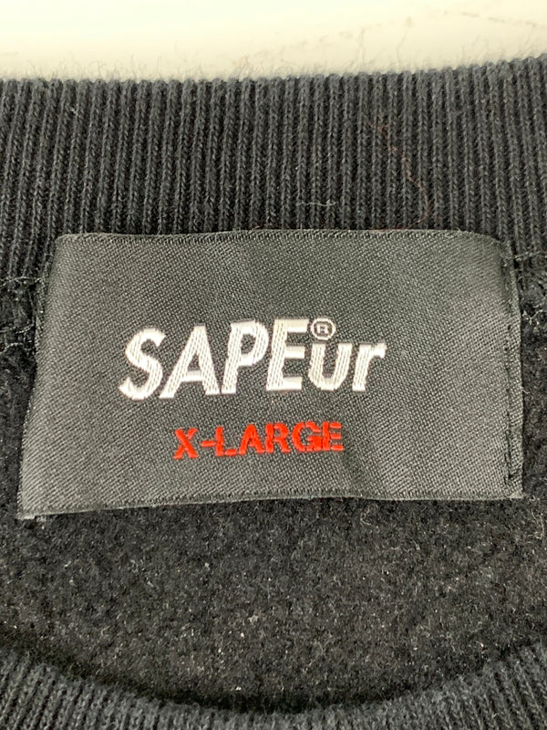 【中古品】【メンズ】 SAPEUR サプール LOGO SWEATSHIRT ロゴ スウェットシャツ メンズ トップス 長袖 トレーナー 142-261008-em-36-min サイズ：XL カラー：ブラック 万代Net店