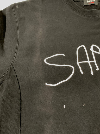 【中古品】【メンズ】 SAPEUR サプール LOGO SWEATSHIRT ロゴ スウェットシャツ メンズ トップス 長袖 トレーナー 142-261008-em-36-min サイズ：XL カラー：ブラック 万代Net店