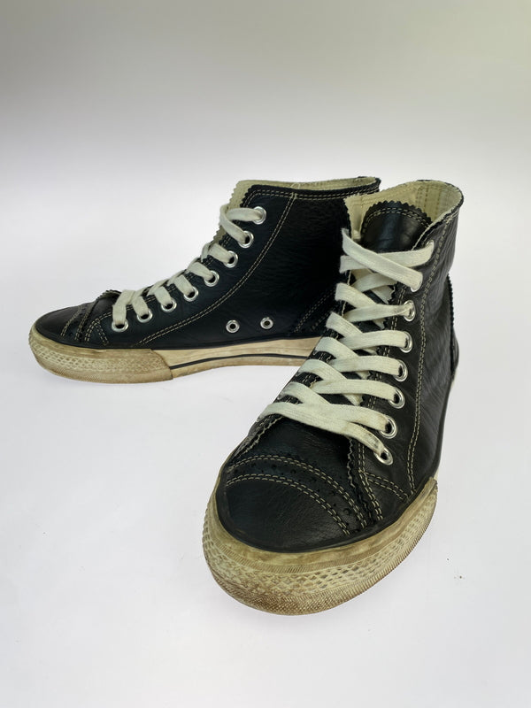 【中古品】【メンズ】 Y'S FOR MEN ワイズフォーメン LEATHER HI CUT SNEAKER レザーハイカットスニーカー 靴 163-261013-yn-08-min サイズ：5 カラー：ブラック 万代Net店