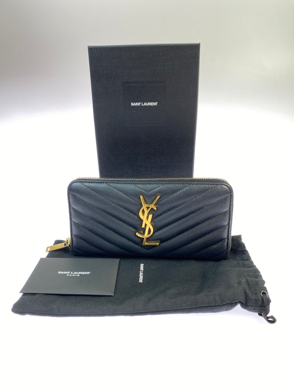 【中古品】【レディース】 SAINT LAURENT サンローラン モノグラム・サンローラン フルジップウォレット 358094BOW011000 長財布 181-261011-hu-21-min カラー：ブラック 万代Net店