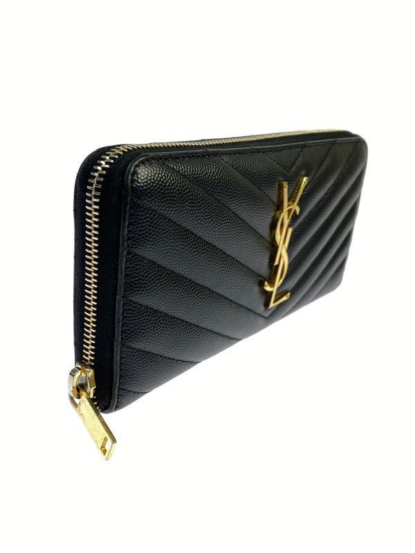 【中古品】【レディース】 SAINT LAURENT サンローラン モノグラム・サンローラン フルジップウォレット 358094BOW011000 長財布 181-261011-hu-21-min カラー：ブラック 万代Net店