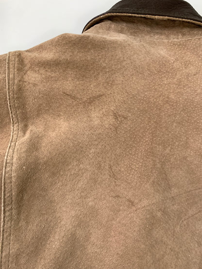 【現状渡し品】【メンズ】 JOHN ASHFORD ジョン・アシュフォード SUEDE LEATHER JACKET スエード レザー ジャケット メンズ アウター 革 ブルゾン フルジップ 146-261008-em-23-min サイズ：S カラー：ライトブラウン 万代Net店
