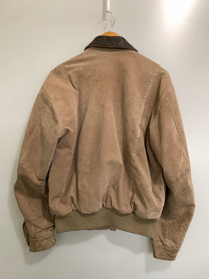 【現状渡し品】【メンズ】 JOHN ASHFORD ジョン・アシュフォード SUEDE LEATHER JACKET スエード レザー ジャケット メンズ アウター 革 ブルゾン フルジップ 146-261008-em-23-min サイズ：S カラー：ライトブラウン 万代Net店