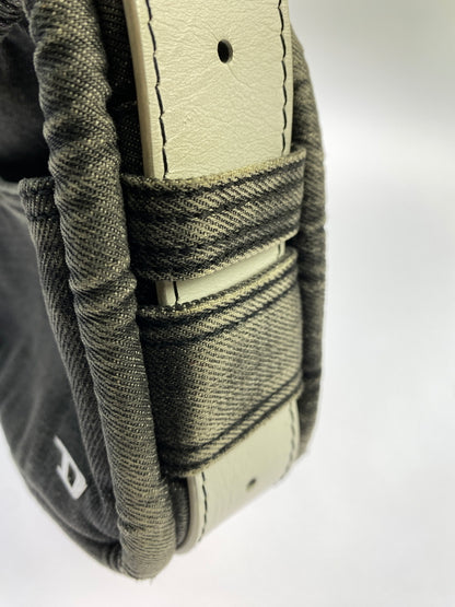 【中古品】【メンズ】 DIESEL ディーゼル DARK WASH DENIM HAND BAG ダーク ウォッシュ デニム ハンド バッグ カバン 188-261011-hu-31-min カラー：ブラック/ホワイト 万代Net店