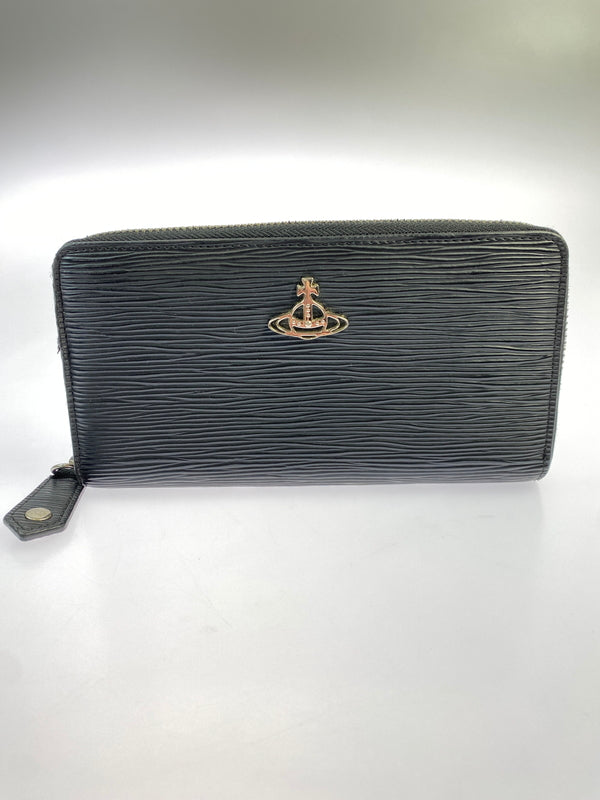 【現状渡し品】【レディース】 VIVIENNE WESTWOOD ヴィヴィアン ウエストウッド ROUND ZIP WALLET ラウンド ジップ ウォレット 長財布 小物 201-261011-hu-26-min カラー：ブラック 万代Net店